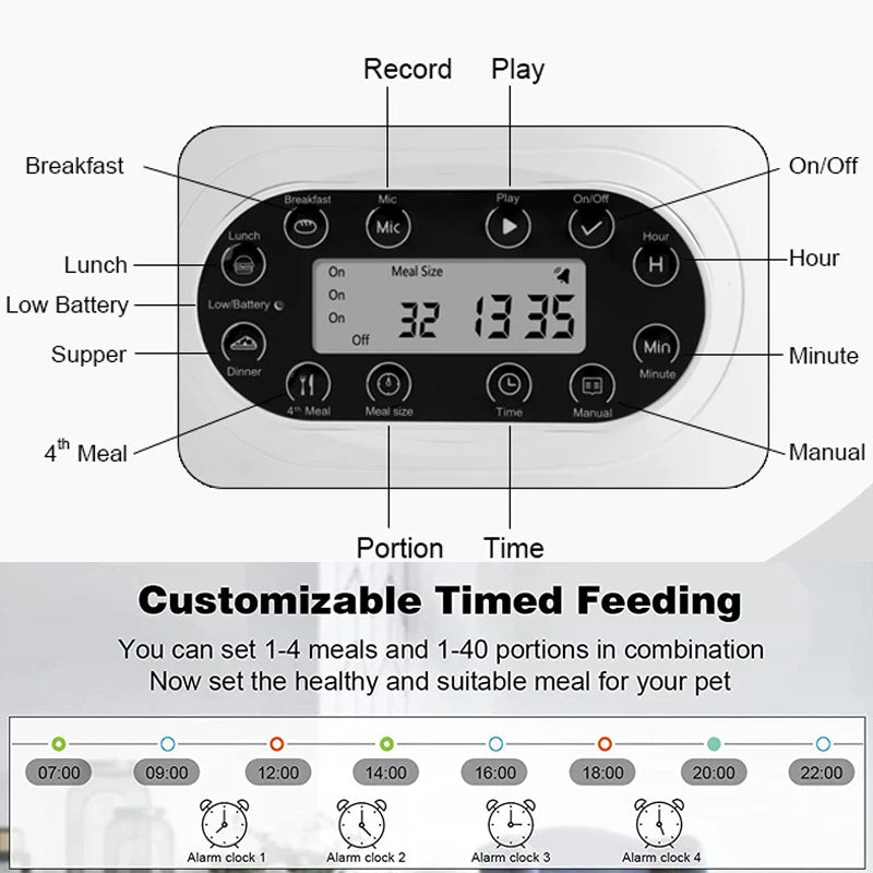 Smart Automatic Cat Feeder with App Control - Stainless Steel Double Meal Dispenser for Cats and Dogs