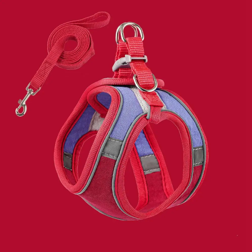 Escape-Proof Cat Leash and Collar Set with Reflective Strap - Vest Harness for Puppies, Kittens, and Rabbits with Bell