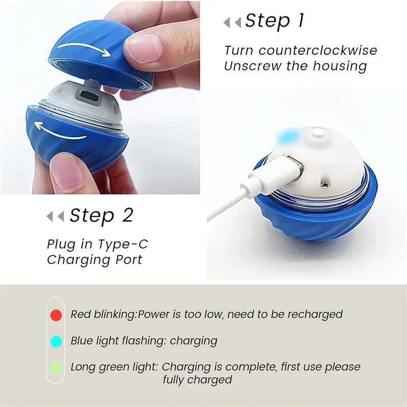 USB-Powered Interactive Moving Ball for Dogs and Cats - Electronic Pet Toy for Home and Pool Use