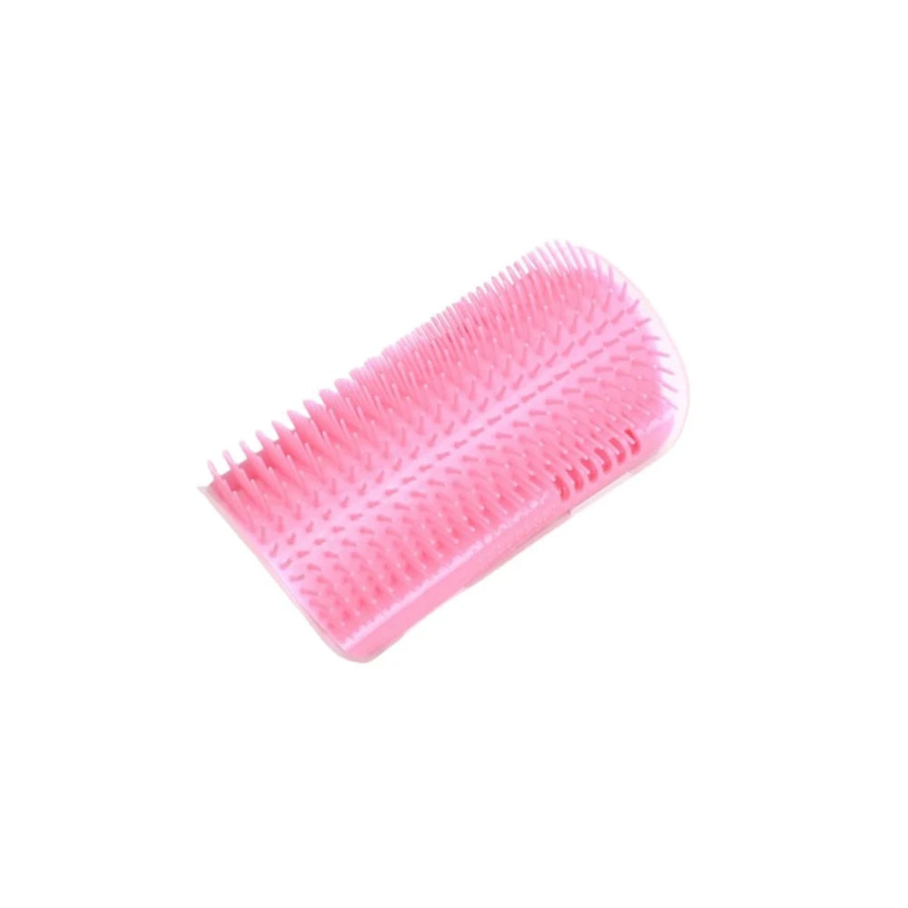 Cat Brush and Scratcher with Catnip - Wall-Mounted Grooming Comb and Self-Massaging Corner Scrubber for Cats