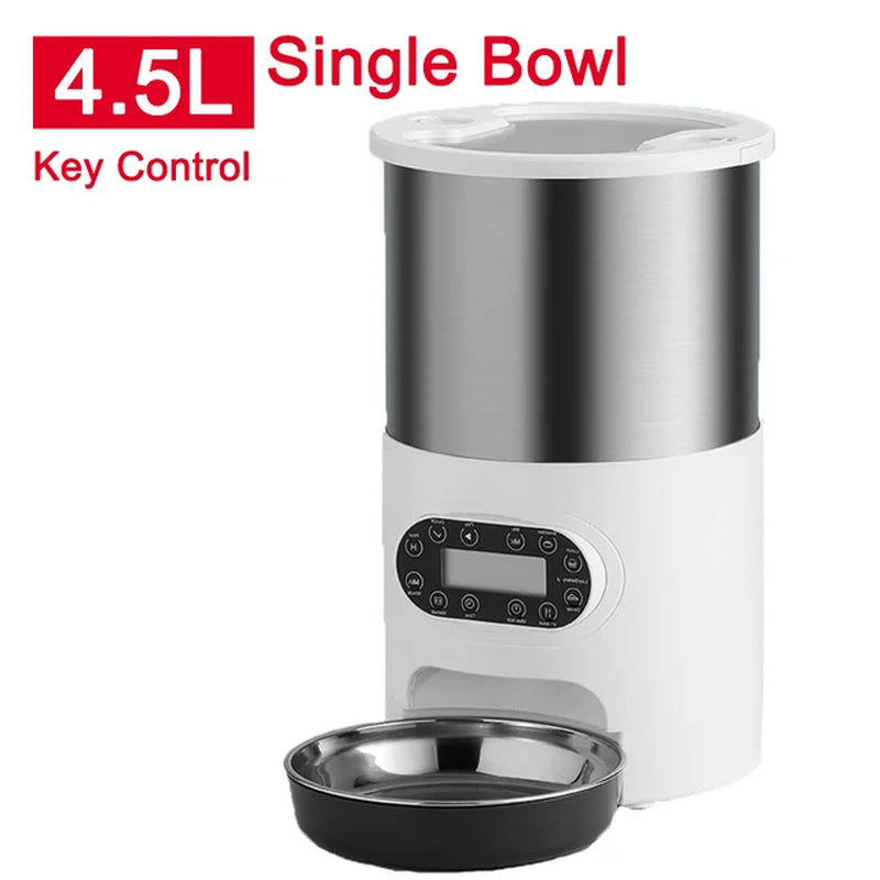 Smart Automatic Cat Feeder with App Control - Stainless Steel Double Meal Dispenser for Cats and Dogs
